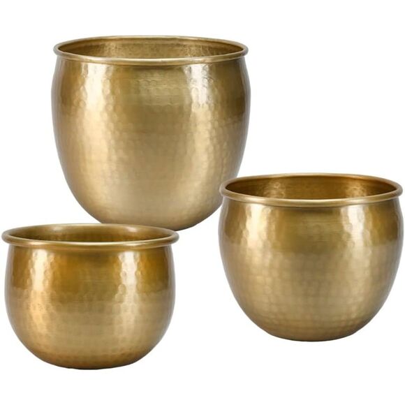 Serene Spaces Living Gold Brass Look Small Medium & Large Vintage Aluminum Vase - Picture 1 of 5